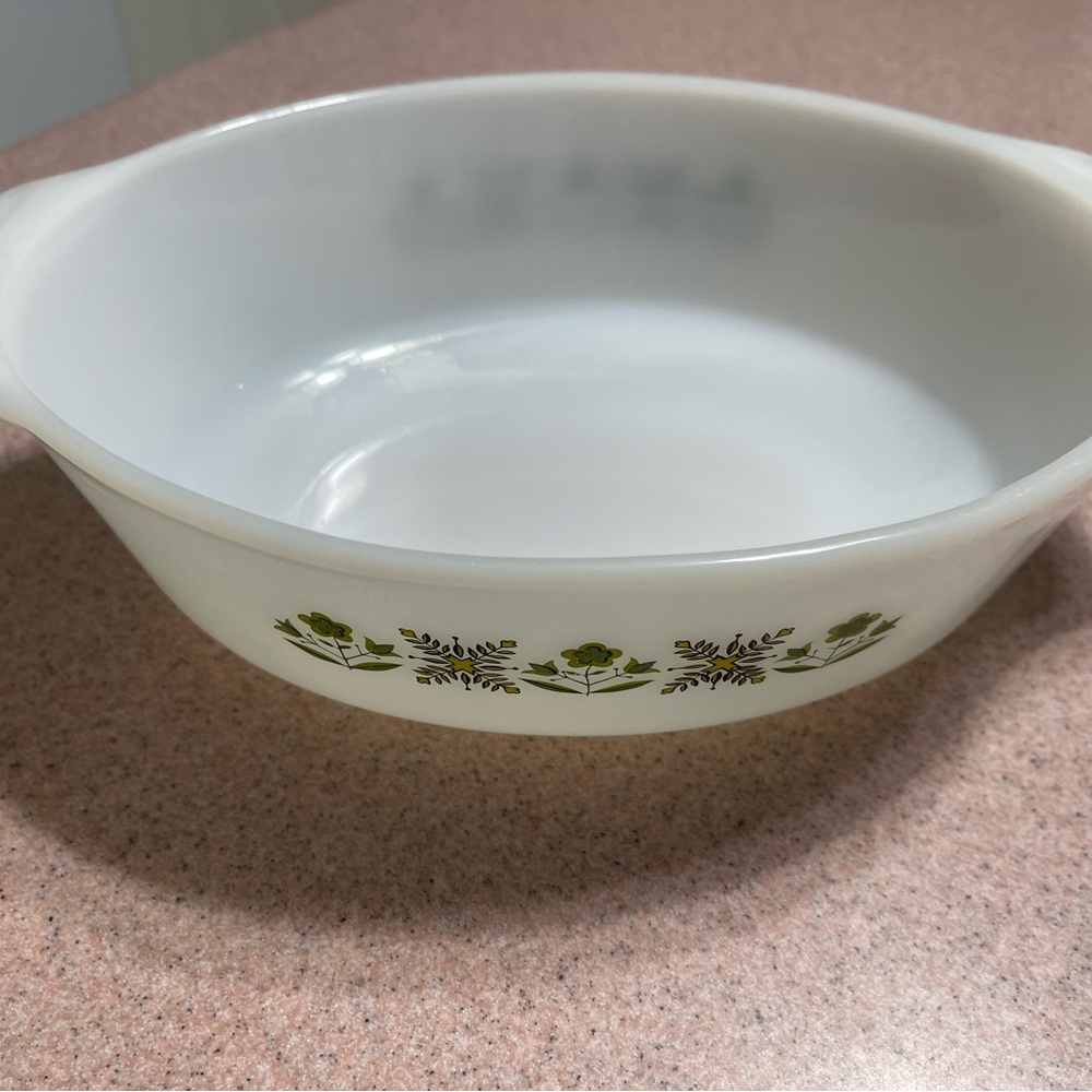 Vintage Anchor Hocking Fire Kind 11/2 Qt casserole Spring Meadow
